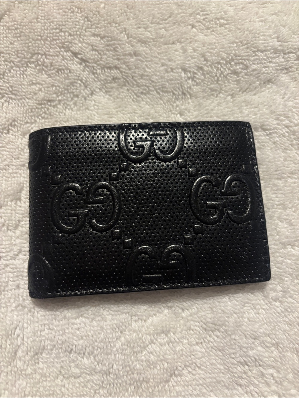 Gucci Black Perforated GG Embossed Leather Wallet - Picture 1 of 5